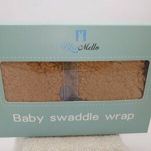 Blue Mello Baby Swaddle Wrap Brown Faux Cashmere Newborn NIB Sealed Teddy Cuddly